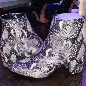 Snakeskin booties